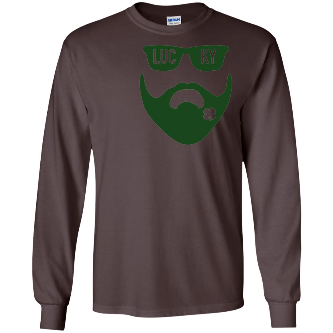 Green Bearded Clover Lucky Charm St. Patrick_s Day T-shirt Dark Chocolate