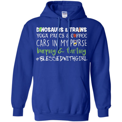 Dinosaurs And Trains Yoga Pants Coffee Cars In My Purse Buring Farting Mom Of Girls Shirt Royal