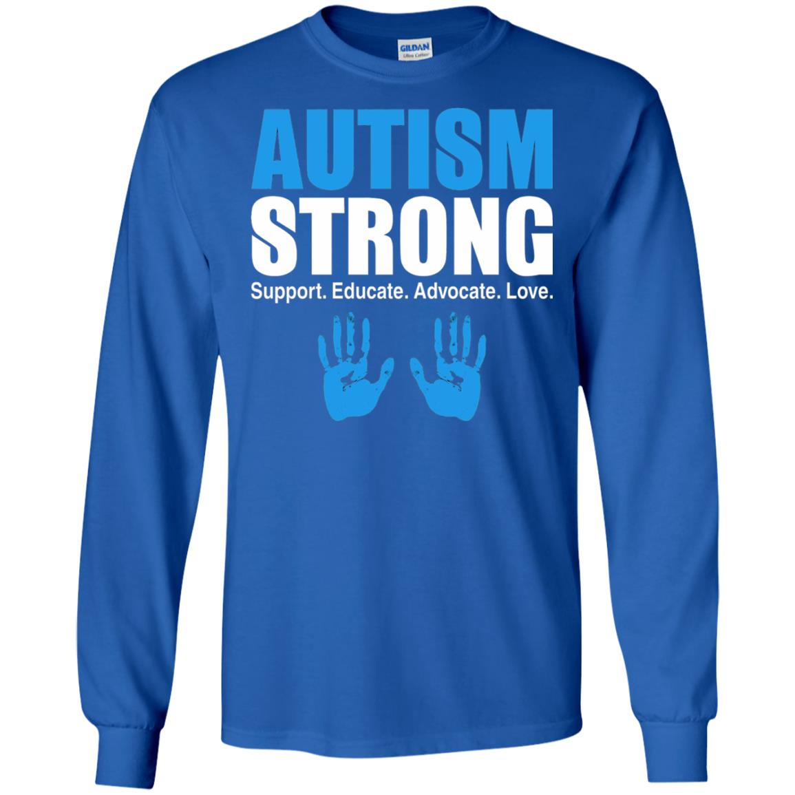 Autism Strong Support Educate Advocate Love T-shirt Royal