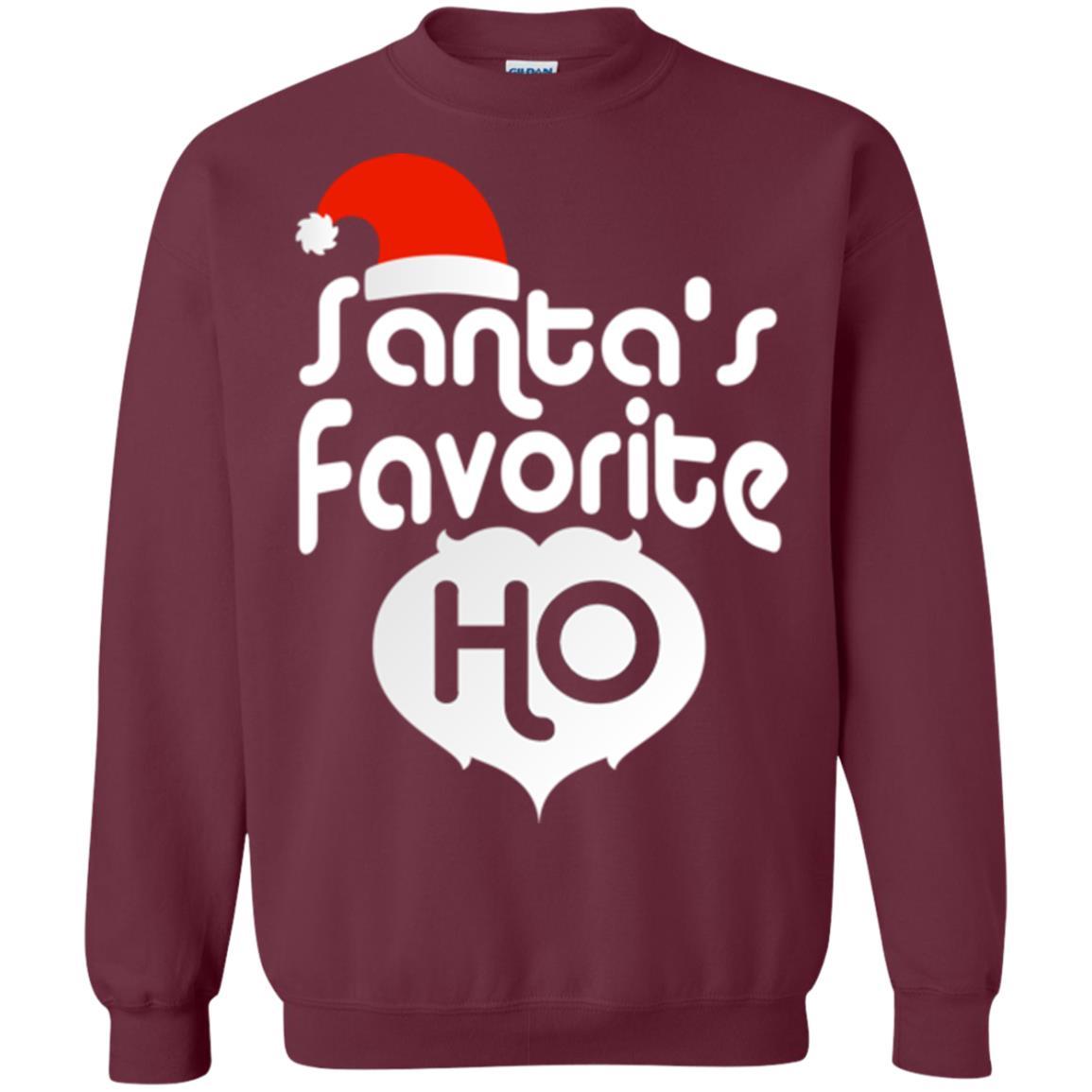 Christmas T-shirt Santa's Favorite Ho Maroon