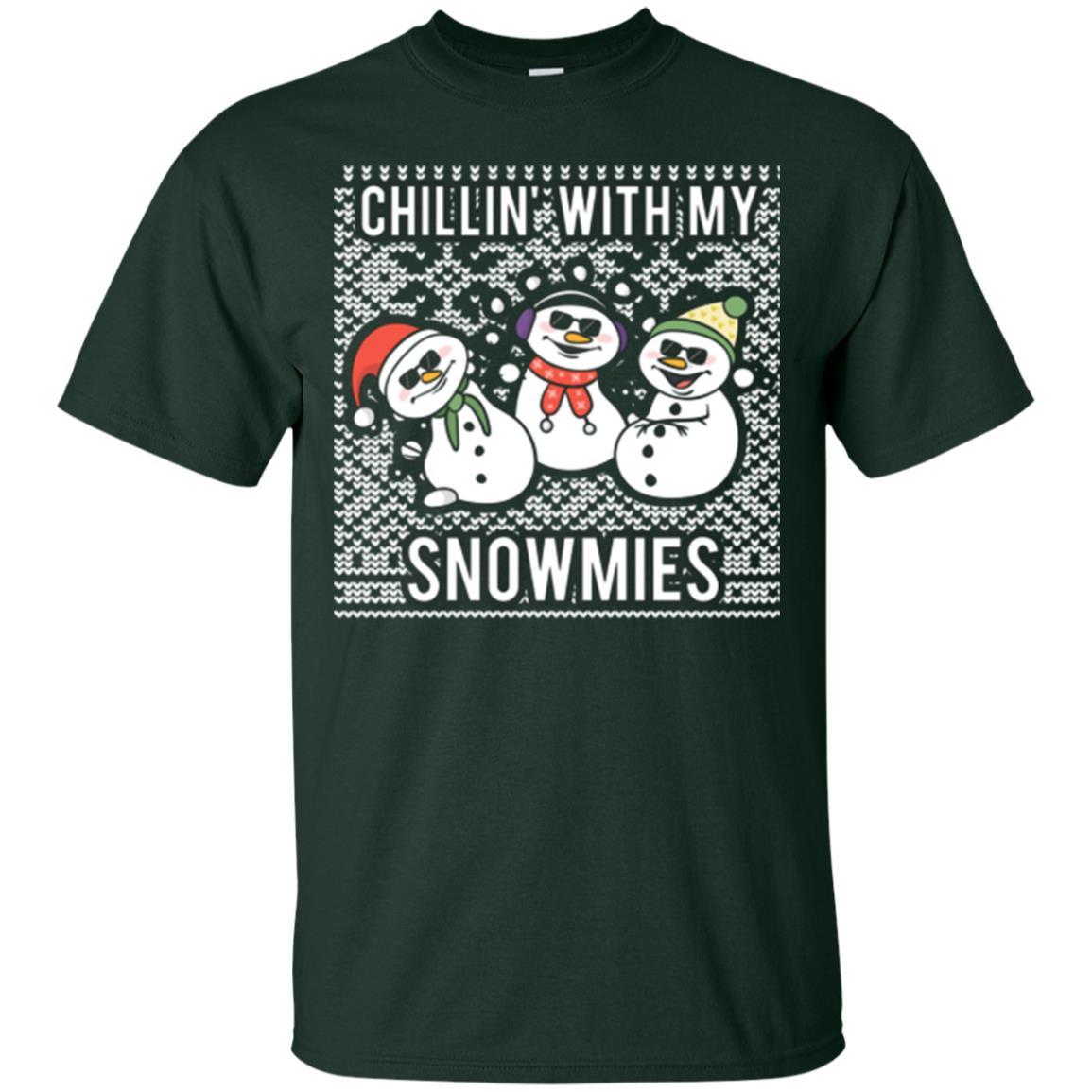 Christmas T-shirt Chillin' With My Snowmies Forest Green