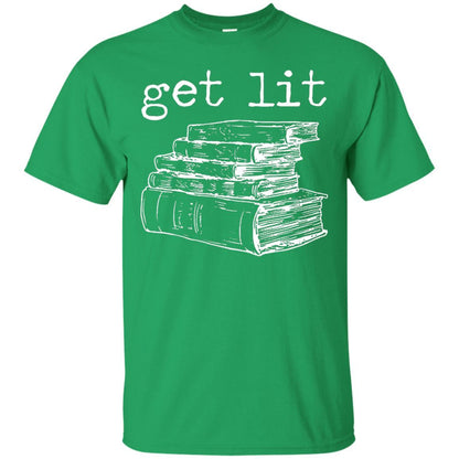 Merry Christmas T-shirt Get Lit Design With Books Irish Green