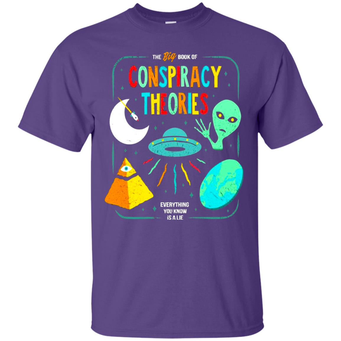 The Big Book Of Conspiracy Theories Funny Bookworm T-shirt Purple