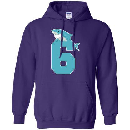 6th Birthday Shark Party Shirt Purple