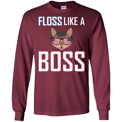 Floss Like A Boss Cat Shirt Maroon