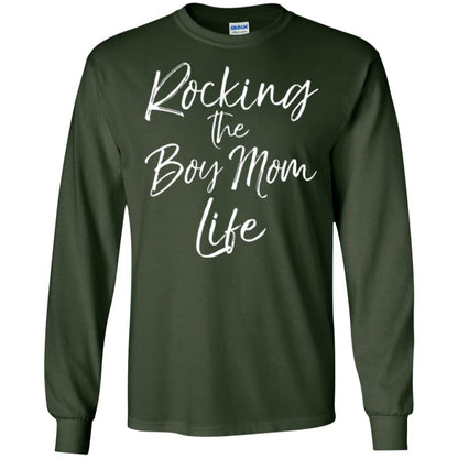 Mommy T-shirt Rocking The Boy Mom Life Forest Green