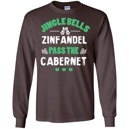 Christmas T-Shirt Jingle Bells Zinfandel Pass The Cabernet Dark Chocolate