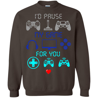 Gamer T-shirt I'd Pause My Game For You Dark Chocolate