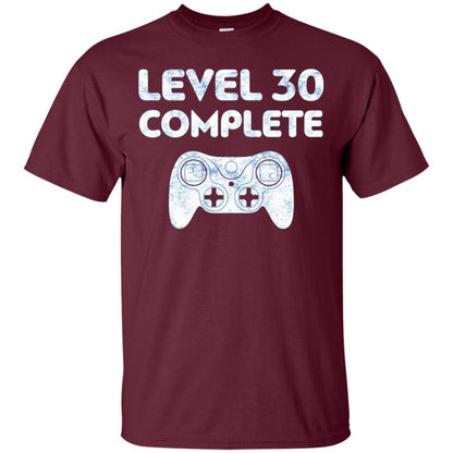 Level 30 Complete Video Gamer 30th Birthday Shirt Maroon