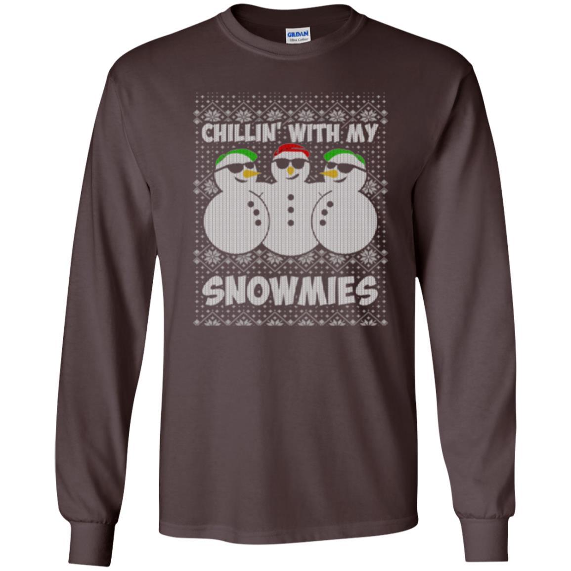 Christmas T-shirt Chillin With My Snowmies Dark Chocolate