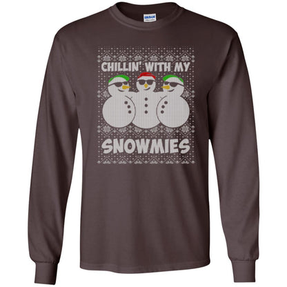 Christmas T-shirt Chillin With My Snowmies Dark Chocolate