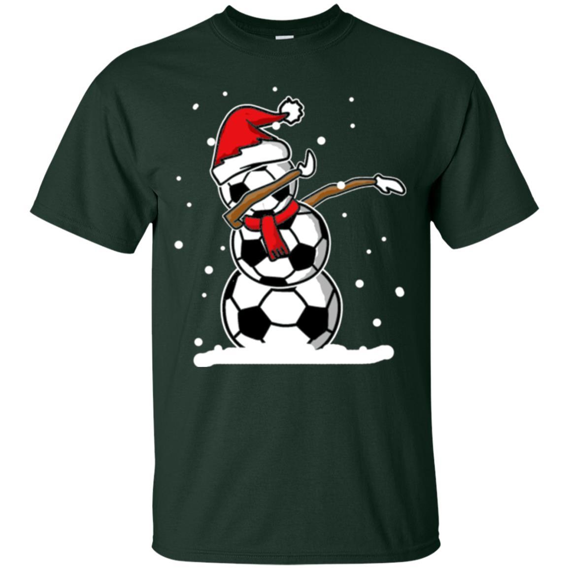 Christmas T-shirt Dabbing Snowman Soccer Forest Green