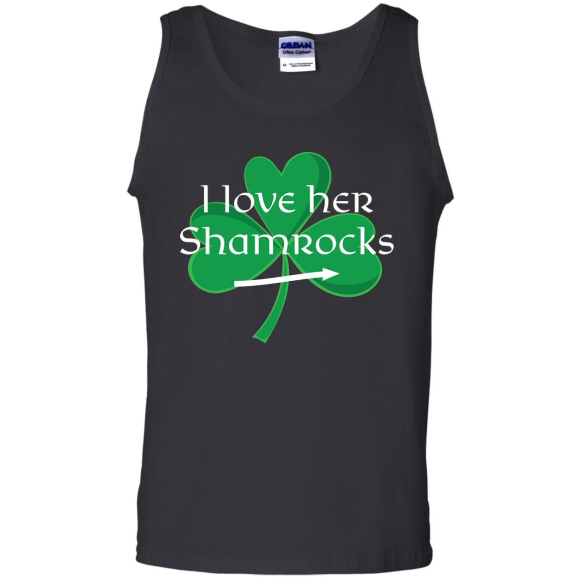 Saint Patrick_s Day T-shirt I Love Her Shamrocks Black