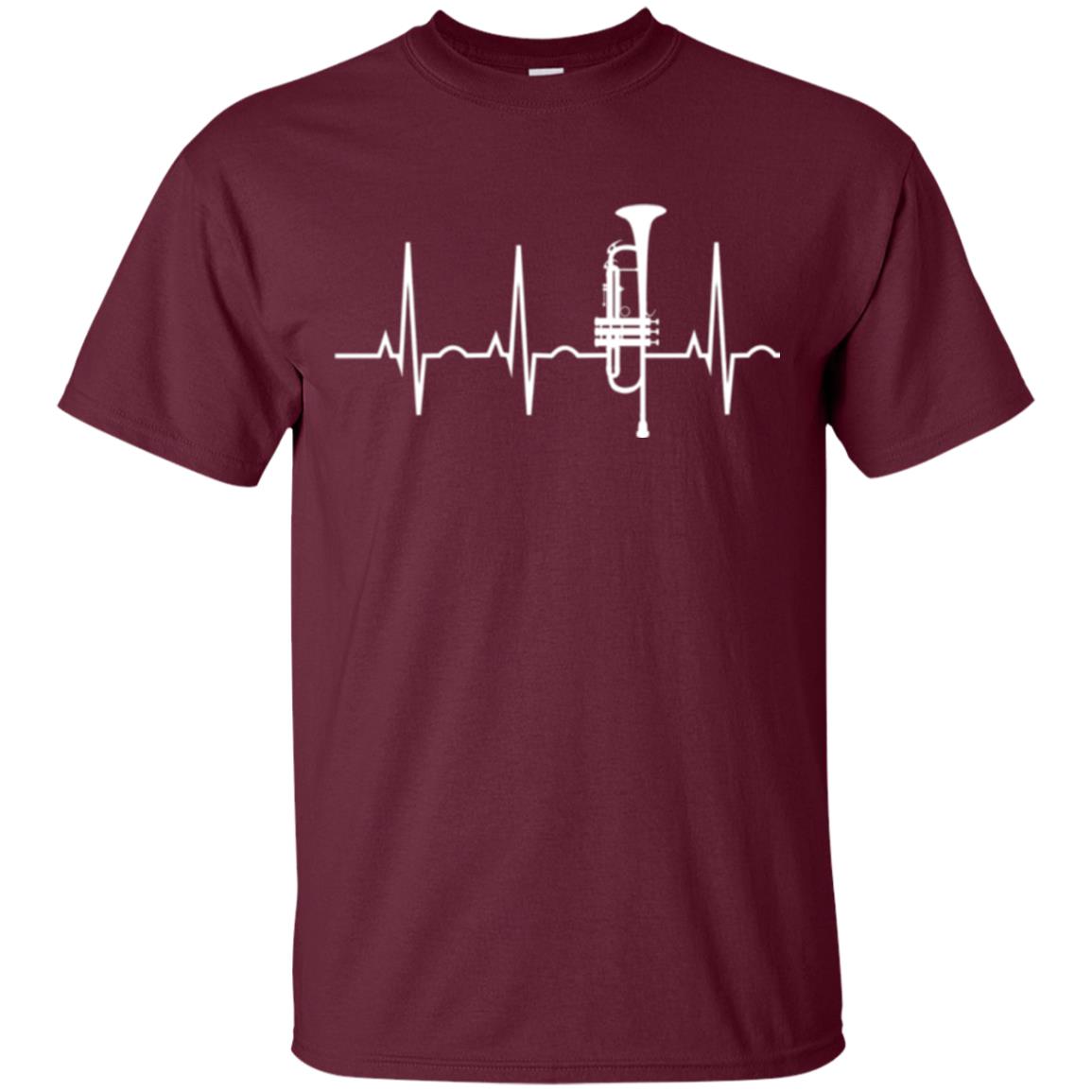 Trumpet Lovers T-shirt Trumpet Heartbeat Maroon