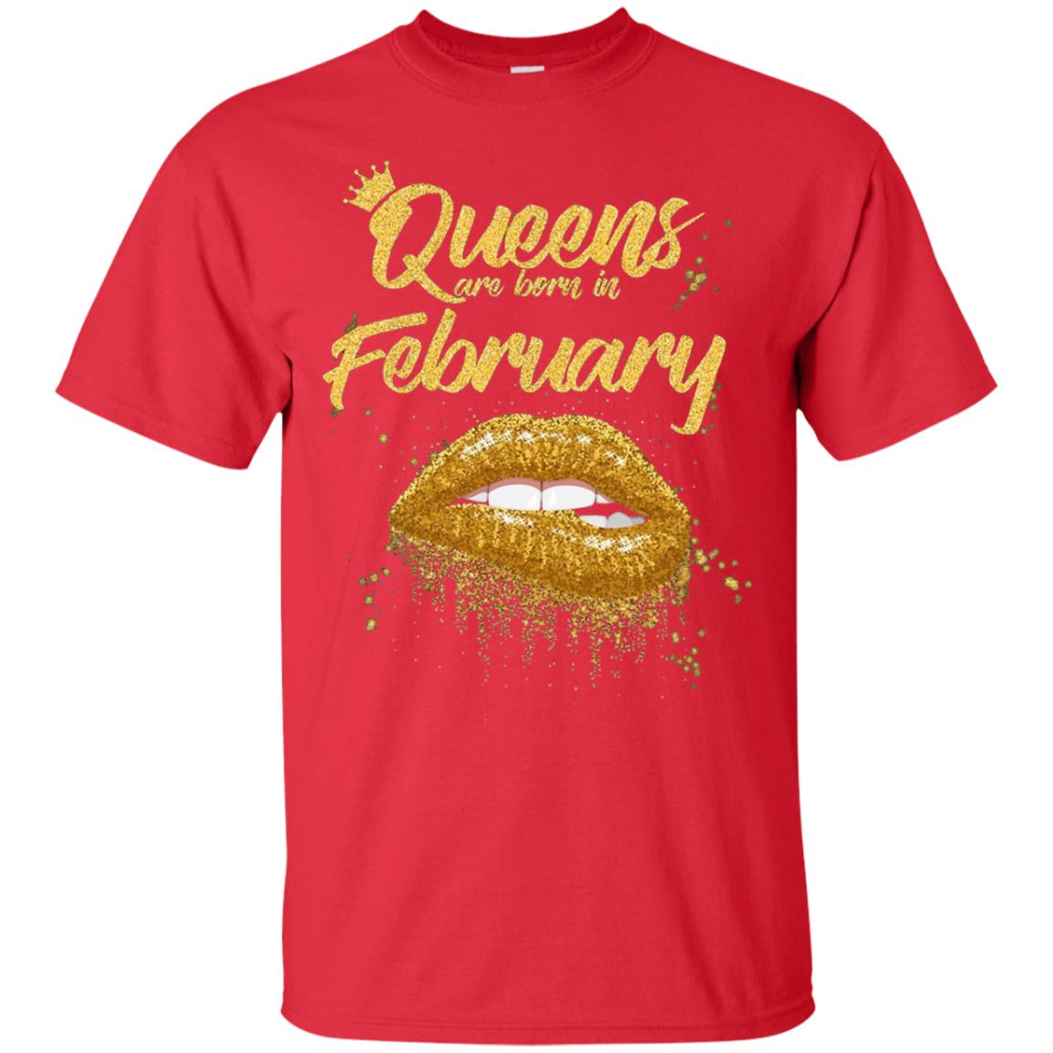 Black Women T-shirt Queens Are Born In February Birthday Red