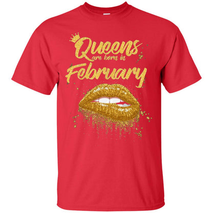 Black Women T-shirt Queens Are Born In February Birthday Red