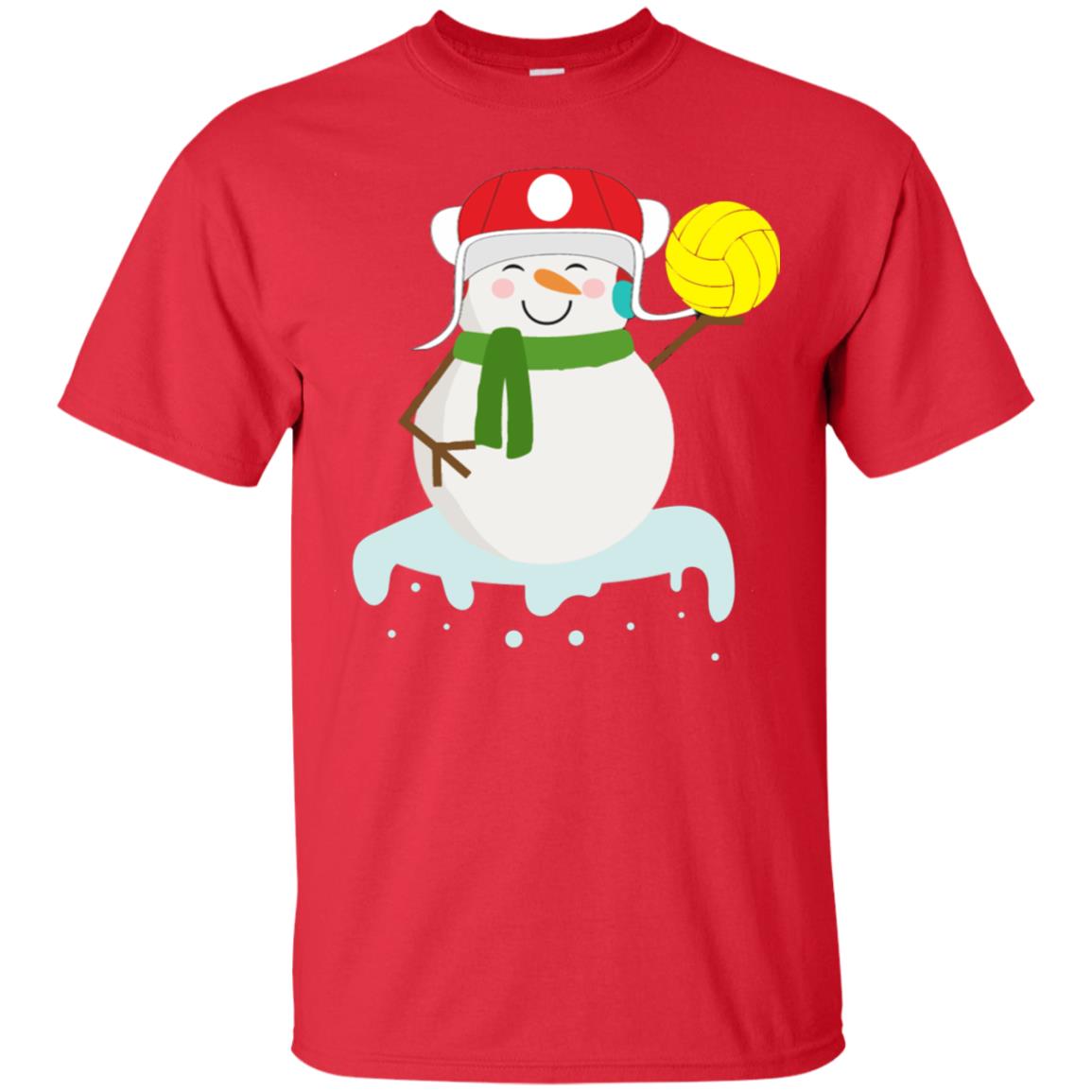 Snowman Play Waterpolo Sport X-mas Shirt Red
