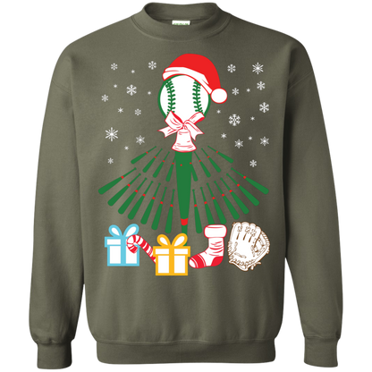 Baseball Christmas T-Shirt Military Green