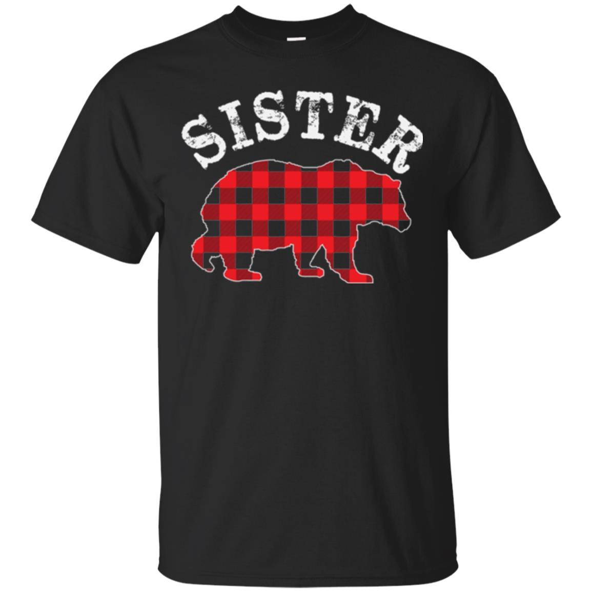 Family T-shirt Red Plaid Sister Bear Black