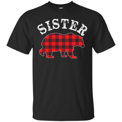 Family T-shirt Red Plaid Sister Bear Black