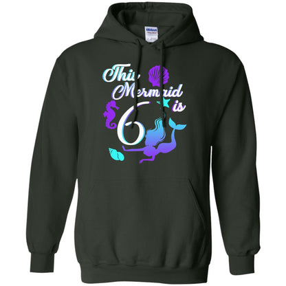 6th Birthday Shirt This Mermaid Is 6 Forest Green