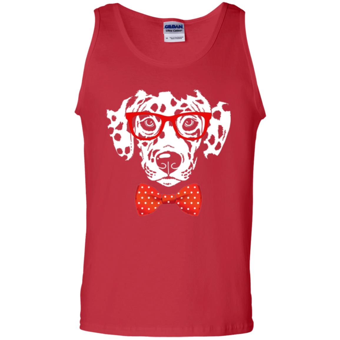 Dog Lover T-shirt Hipster Dog Dalmatian Wearing Glasses Red