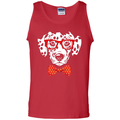 Dog Lover T-shirt Hipster Dog Dalmatian Wearing Glasses Red