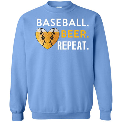 Baseball Lover T-shirt Beer Repeat Carolina Blue