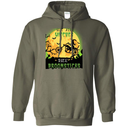 Not All Witches Ride Broomsticks Witches Ride A Motorcycle Funny Halloween Shirt Military Green