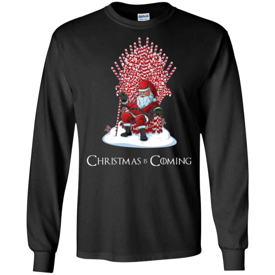 Christmas T-shirt Santa Candy Cane Throne Black