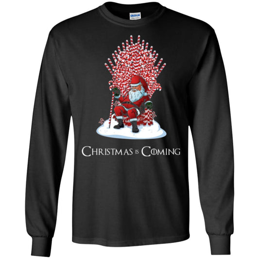 Christmas T-shirt Santa Candy Cane Throne Black