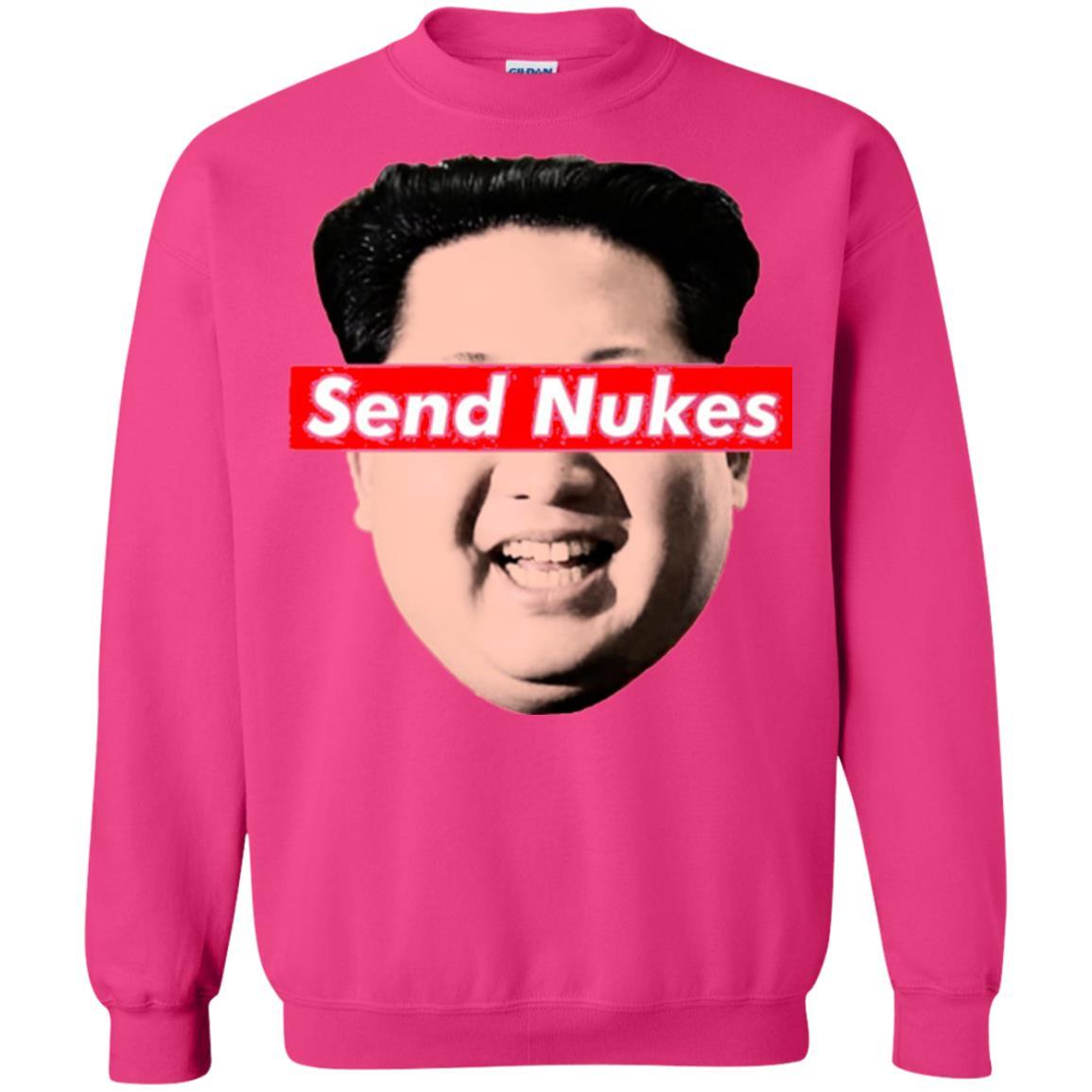 Funny Parody Novelty T-shirt Send Nukes Kim Jong Un Heliconia