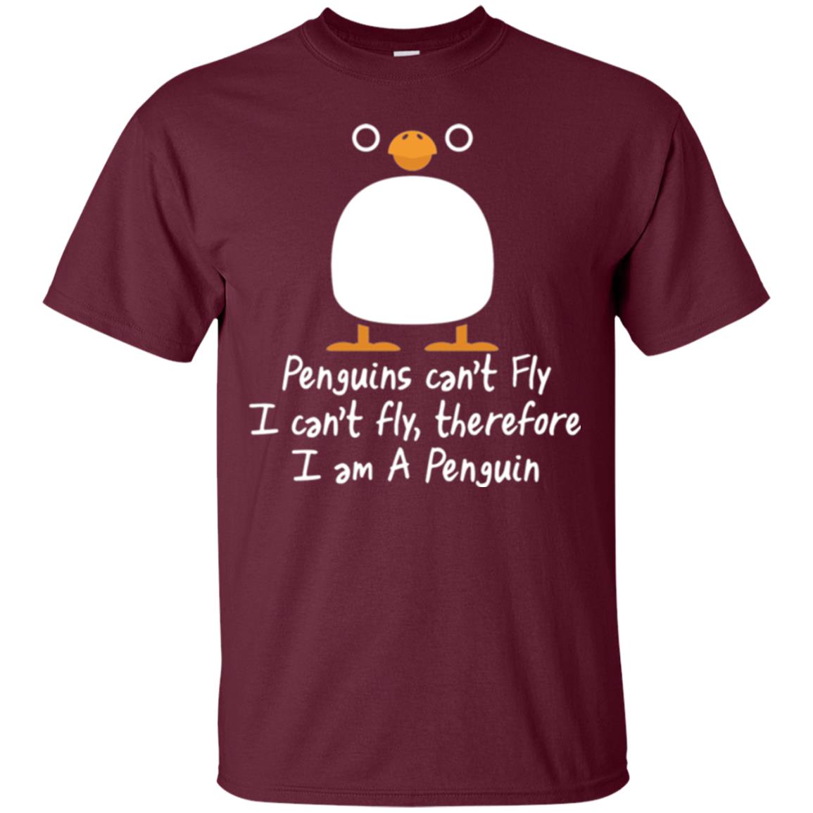 Penguin T-shirt I Can_t Fly Maroon