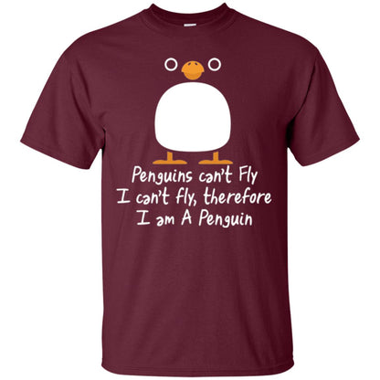 Penguin T-shirt I Can_t Fly Maroon