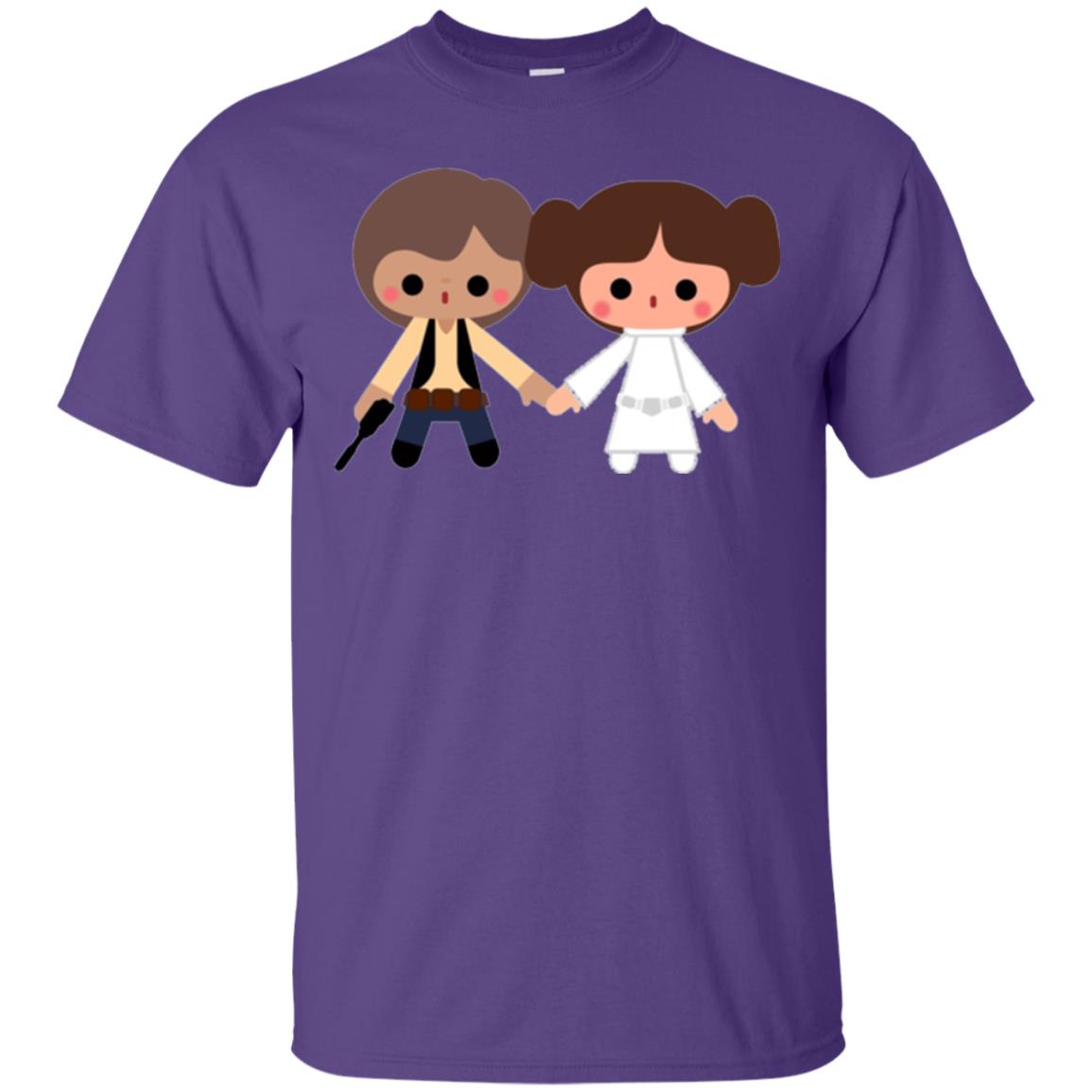 Cartoon T-shirt Han Solo Princess Leia Purple