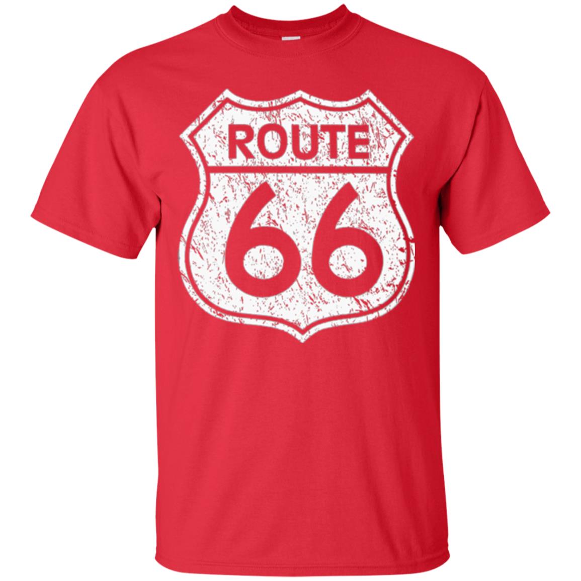 Historical Route 66 Distressed Vintage Look T-shirt Red
