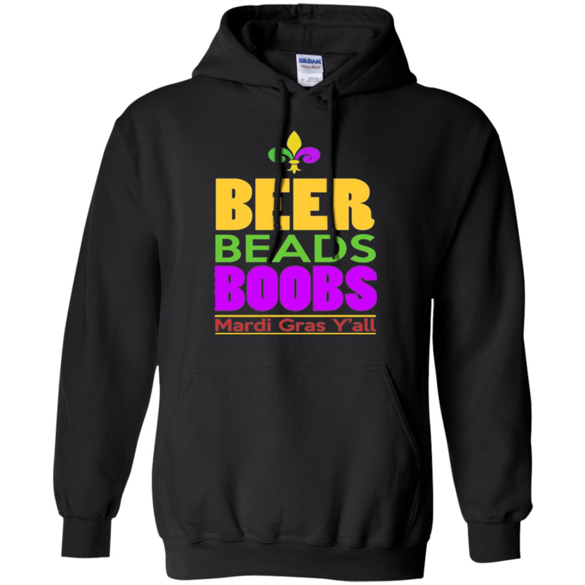 Mardi Gras T-shirt Beer Beads Boobs Black
