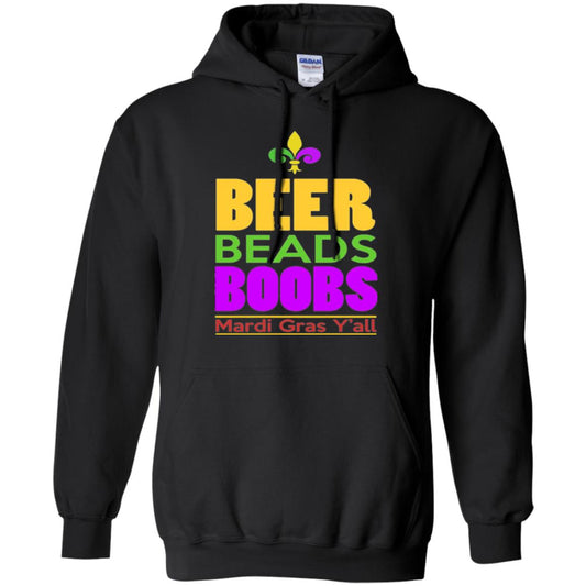 Mardi Gras T-shirt Beer Beads Boobs Black
