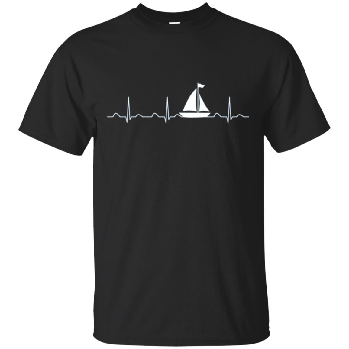 Boating Sailor T-shirt Heartbeat Black