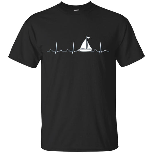 Boating Sailor T-shirt Heartbeat Black