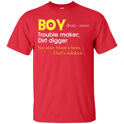 Boy Definition Trouble Maker Dirt Digger Shirt Red