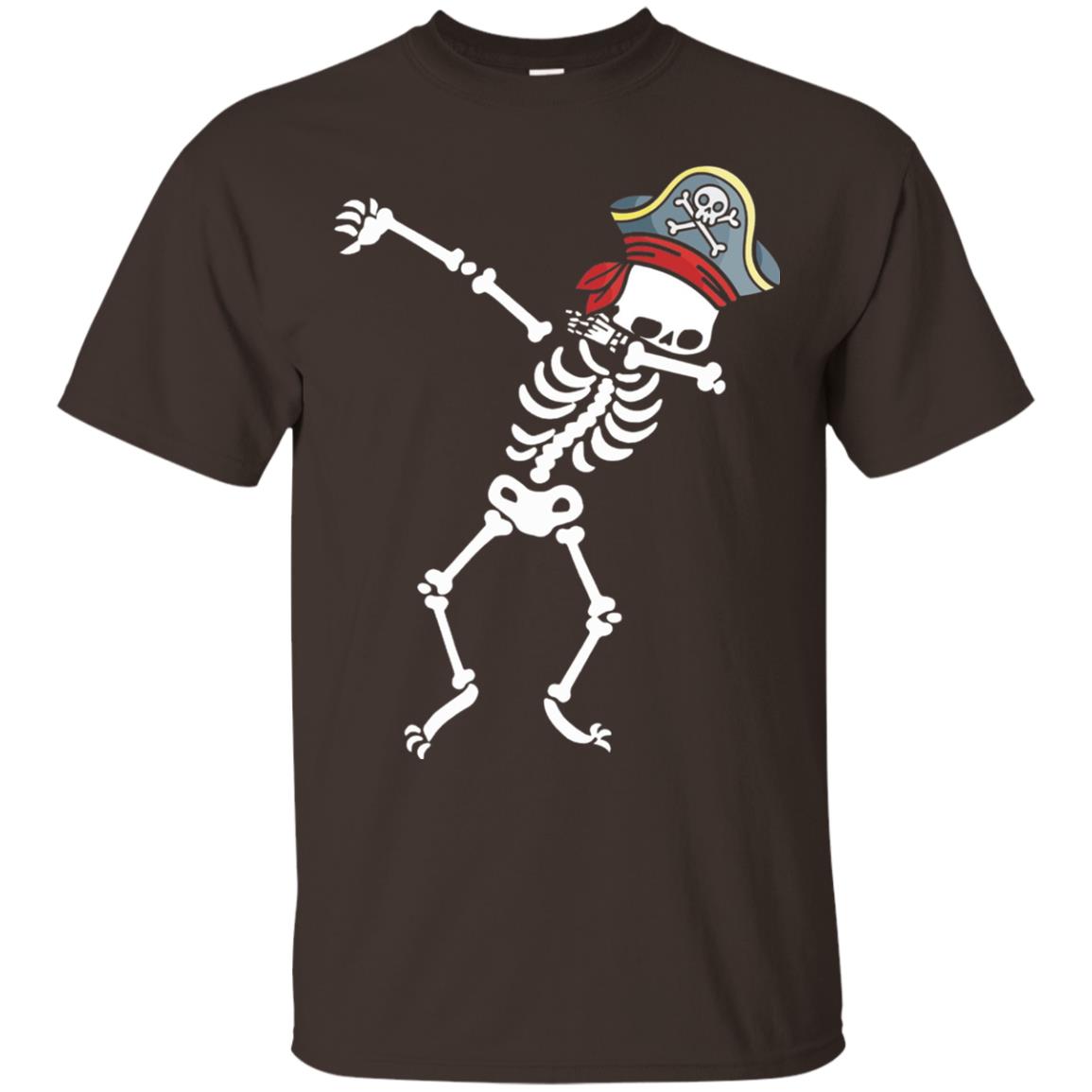 Dabbing Skeleton With Pirates Hat T-shirt Dark Chocolate