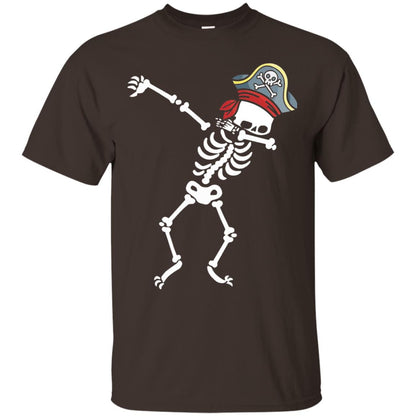 Dabbing Skeleton With Pirates Hat T-shirt Dark Chocolate