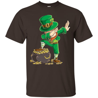 Dabbing Leprechaun Saint Patrick's Day T-shirt Dark Chocolate