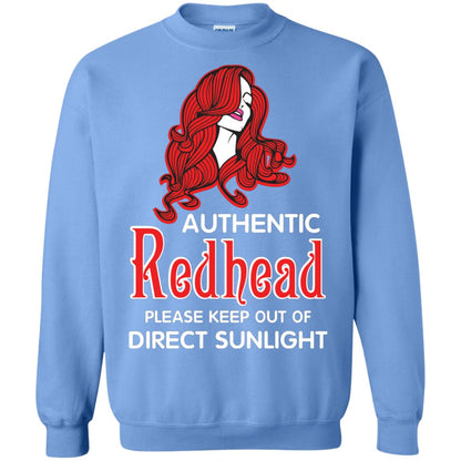 Authentic Redhead Please Keep Out Of Direct Sunlight Cool Redhead Gift Shirt For Girls Carolina Blue