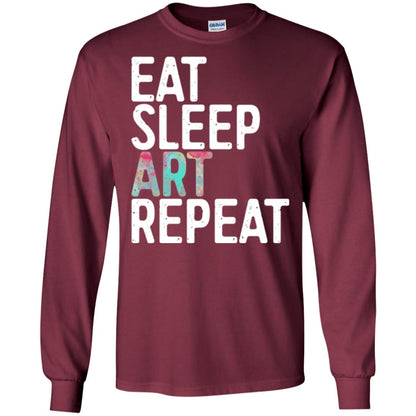 Art Lover T-shirt Eat Sleep Art Repeat Maroon