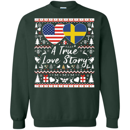 Christmas T-shirt American Swedish A True Love Story Forest Green