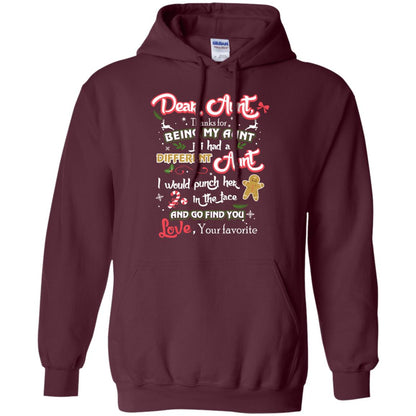 Dear Aunt Thank For Being My Aunt Christmas Holiday T-shirt Maroon