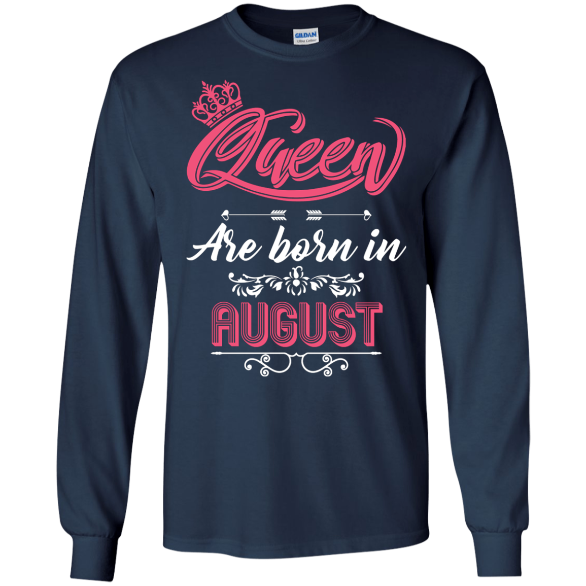 Brithday T-Shirt Queen Are Born In August Navy