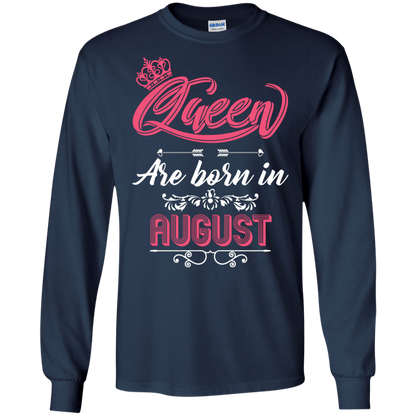 Brithday T-Shirt Queen Are Born In August Navy